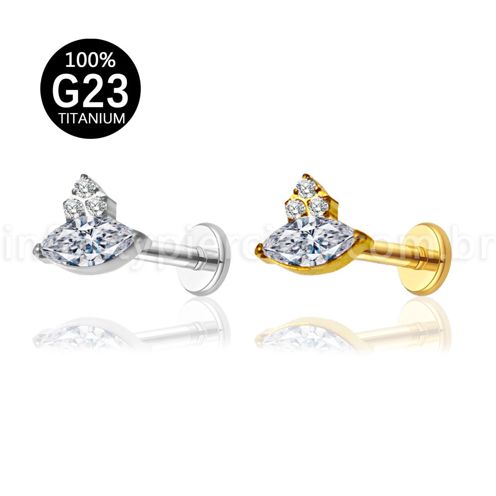Piercing Labret Titânio Zircônia Cravejada