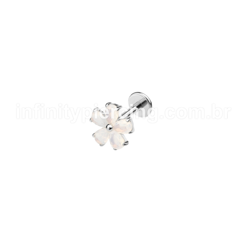 Piercing Labret Aço Cirúrgico Flor 5 Zircônias