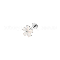 Piercing Labret Aço Cirúrgico Flor 5 Zircônias