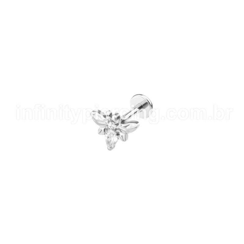 Piercing Labret Aço Cirúrgico Abelha Zircônia