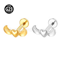 Piercing Labret Titânio Coração Com Asas