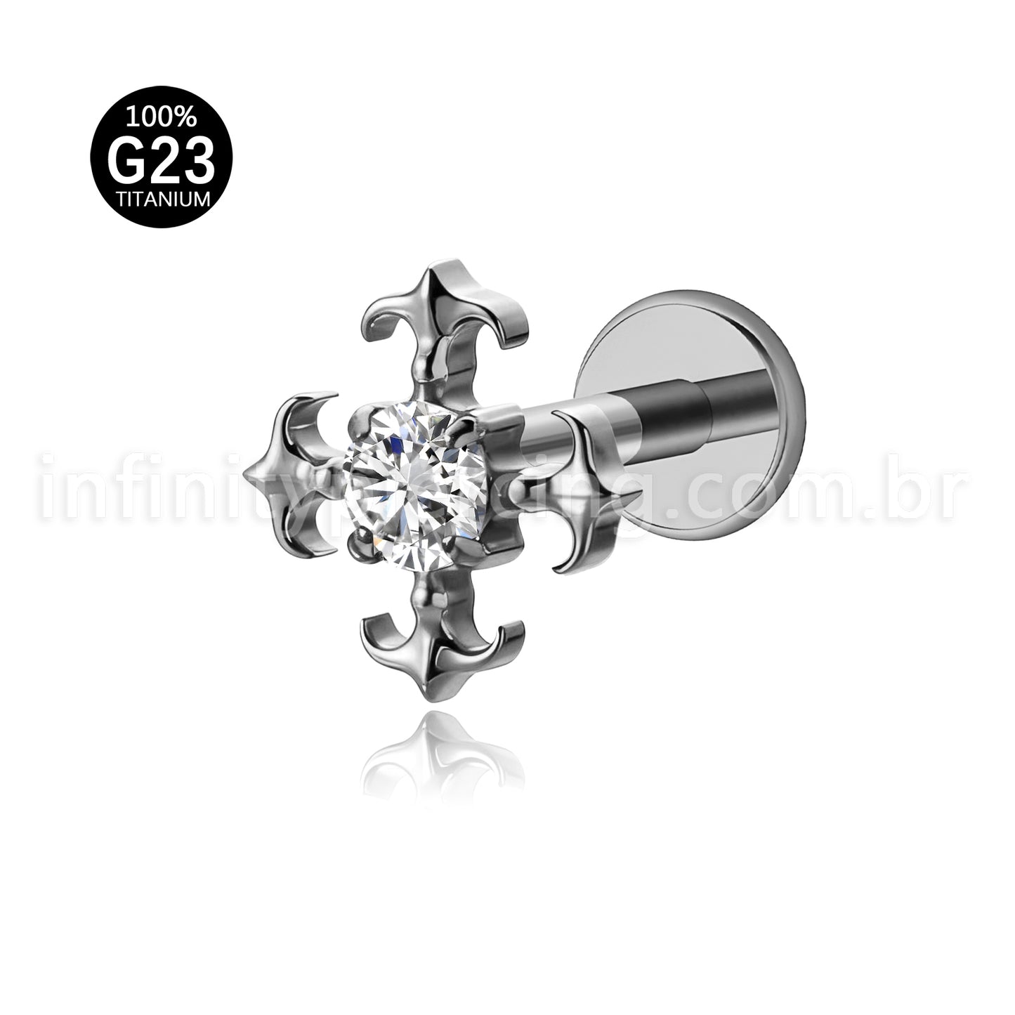Piercing Labret Titânio Cruz De Malta