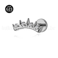 Piercing Labret Titânio Spike Zircônia Cravejada