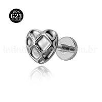 Piercing Labret Titânio Coração Jogo Da Velha