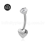 Piercing Banana Titânio Coração Lapidado