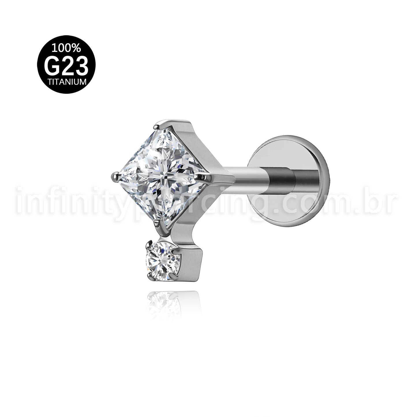 Piercing Labret Titânio Zircônia Cravejada