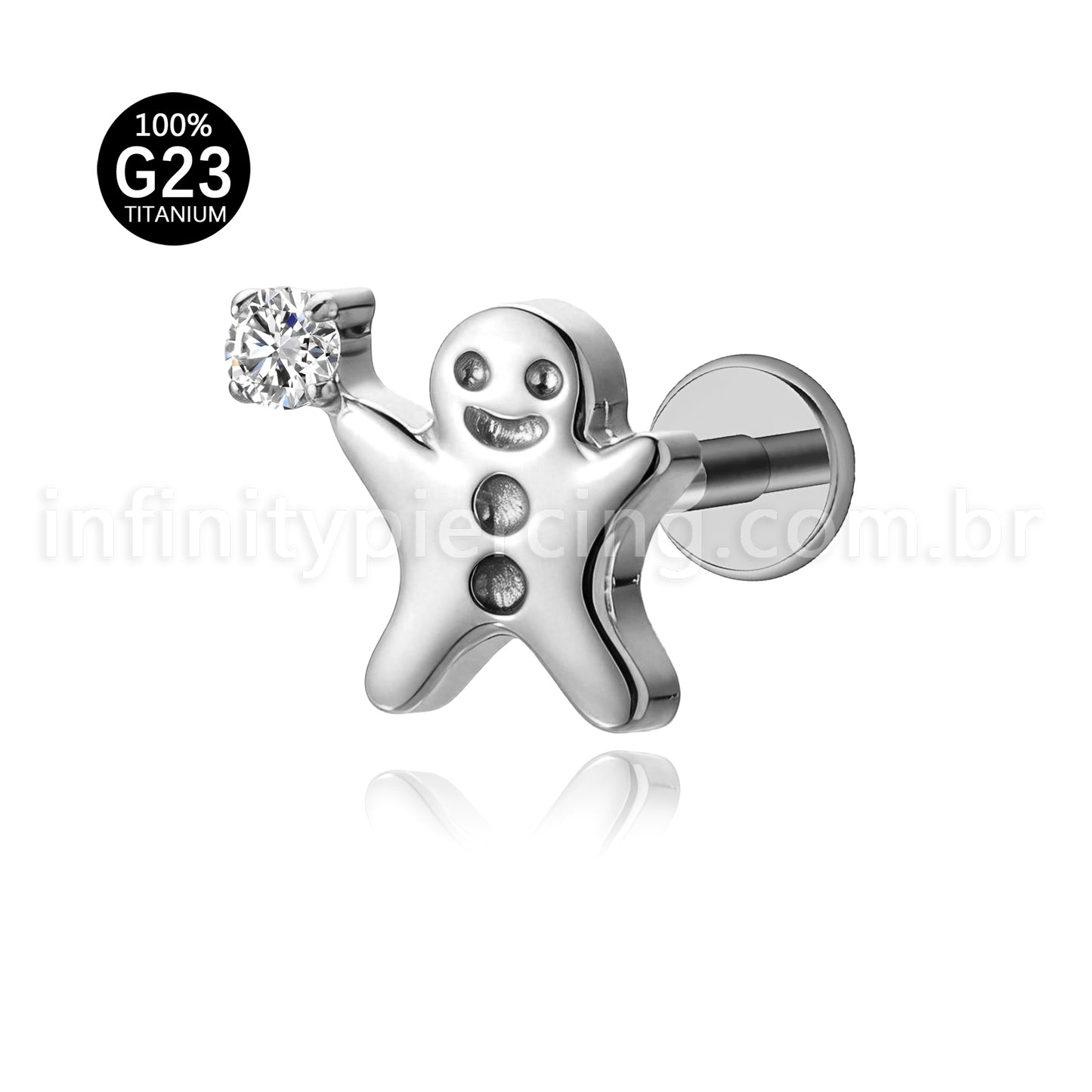 Piercing Labret Titânio Boneco De Biscoito