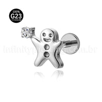 Piercing Labret Titânio Boneco De Biscoito