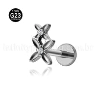 Piercing Labret Titânio Duas Flores