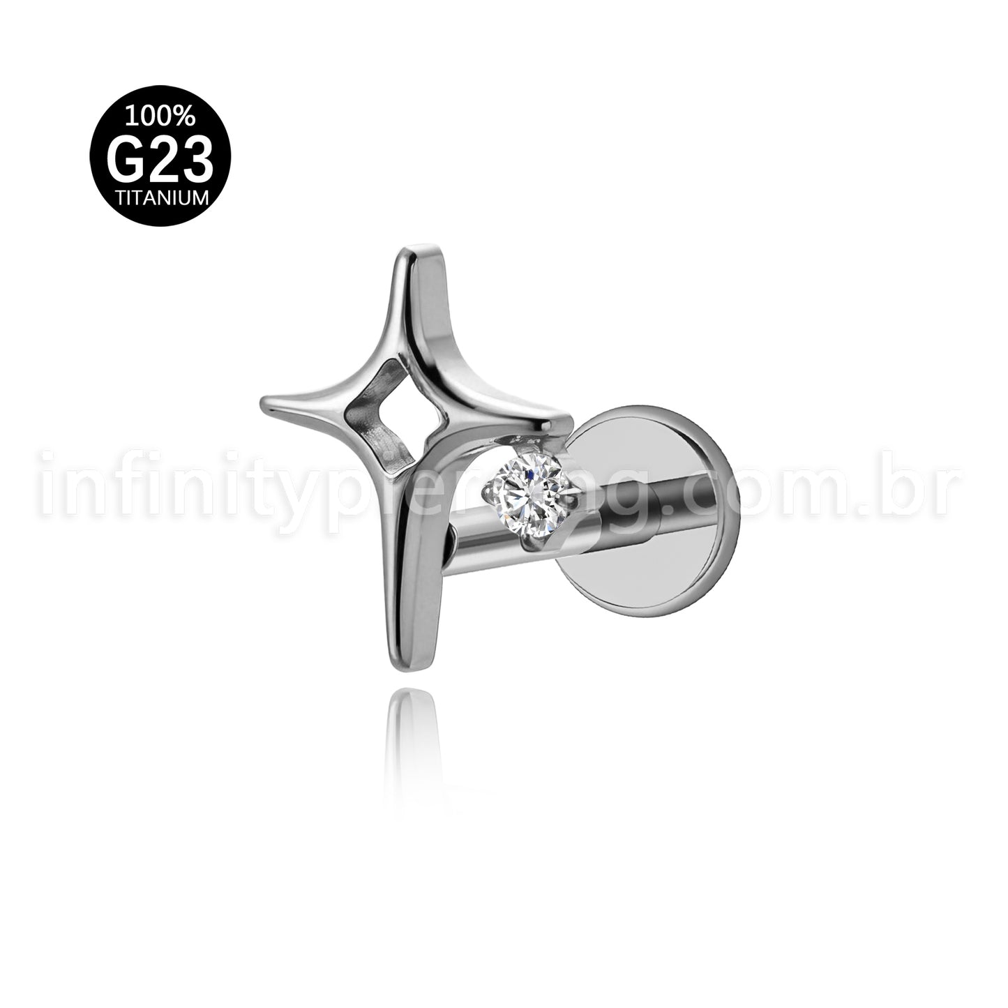 Piercing Labret Titânio Estrela
