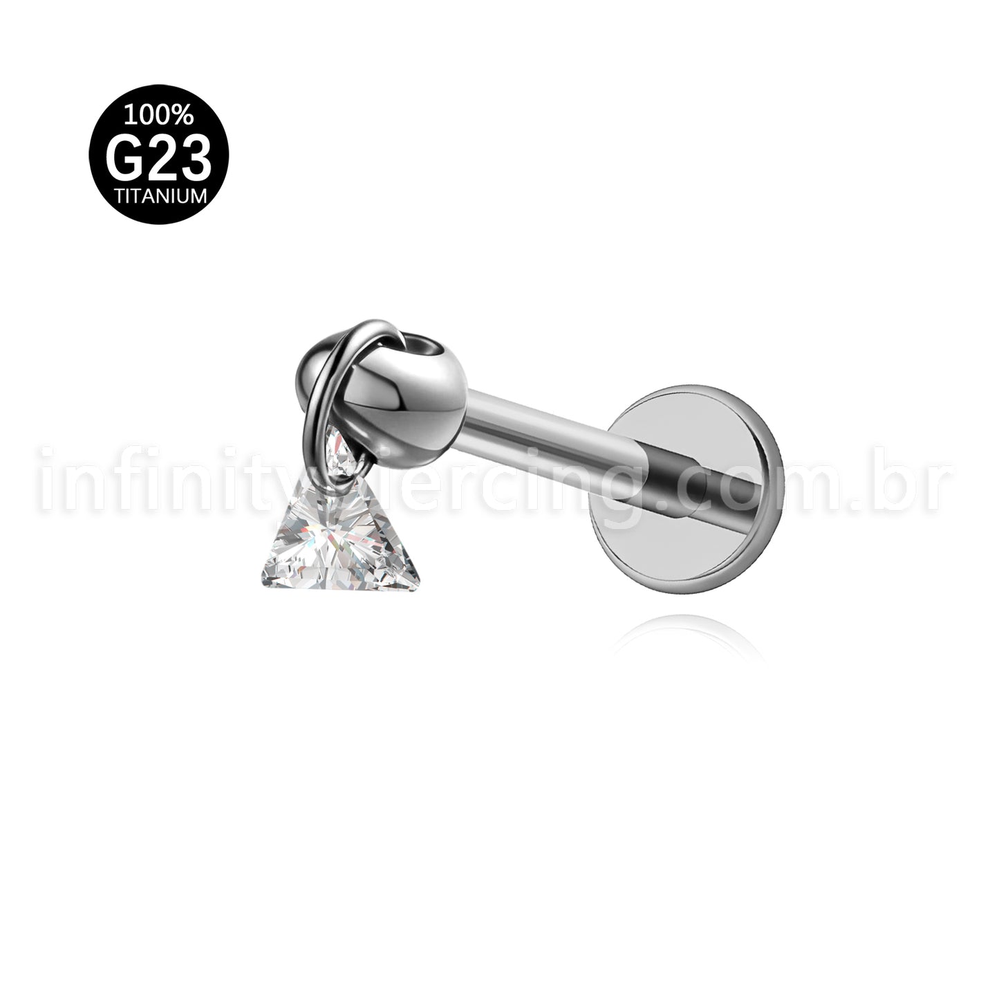 Piercing Labret Titânio Com Pingente Triângulo