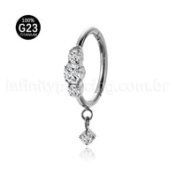 Piercing Argola Titânio Zircônia Cravejada Com Pingente