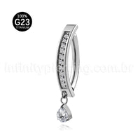 Piercing Argola Para Umbigo Titânio Zircônia  Com Pingente Gota