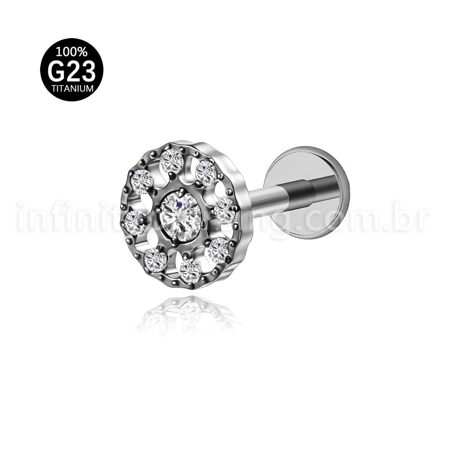 Piercing Labret Titânio Flor
