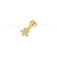 Piercing Barbell Aço Cirúrgico Flor Zircônia