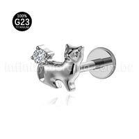 Piercing Labret Titânio Gato