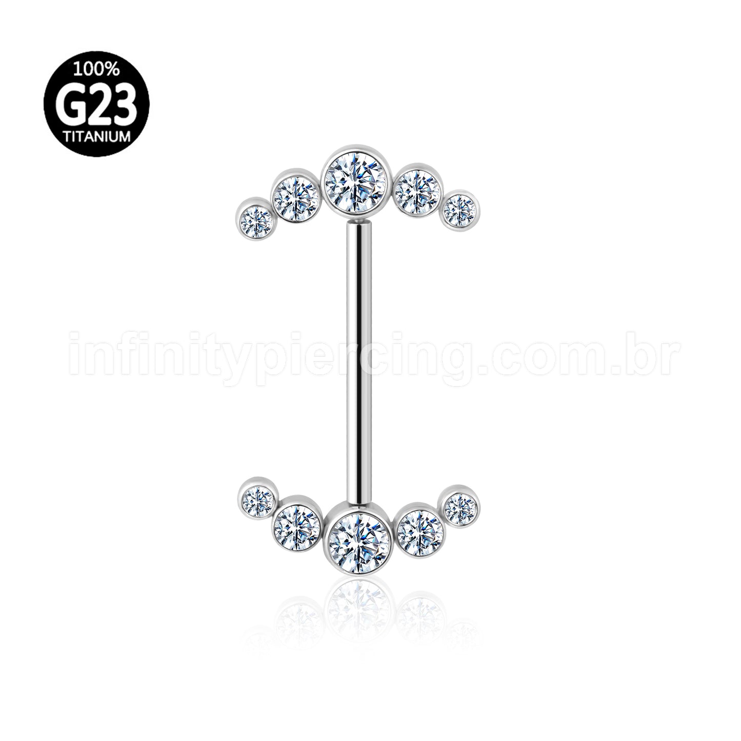 Piercing Mamilo Titânio Push Pin Indiano Zircônia