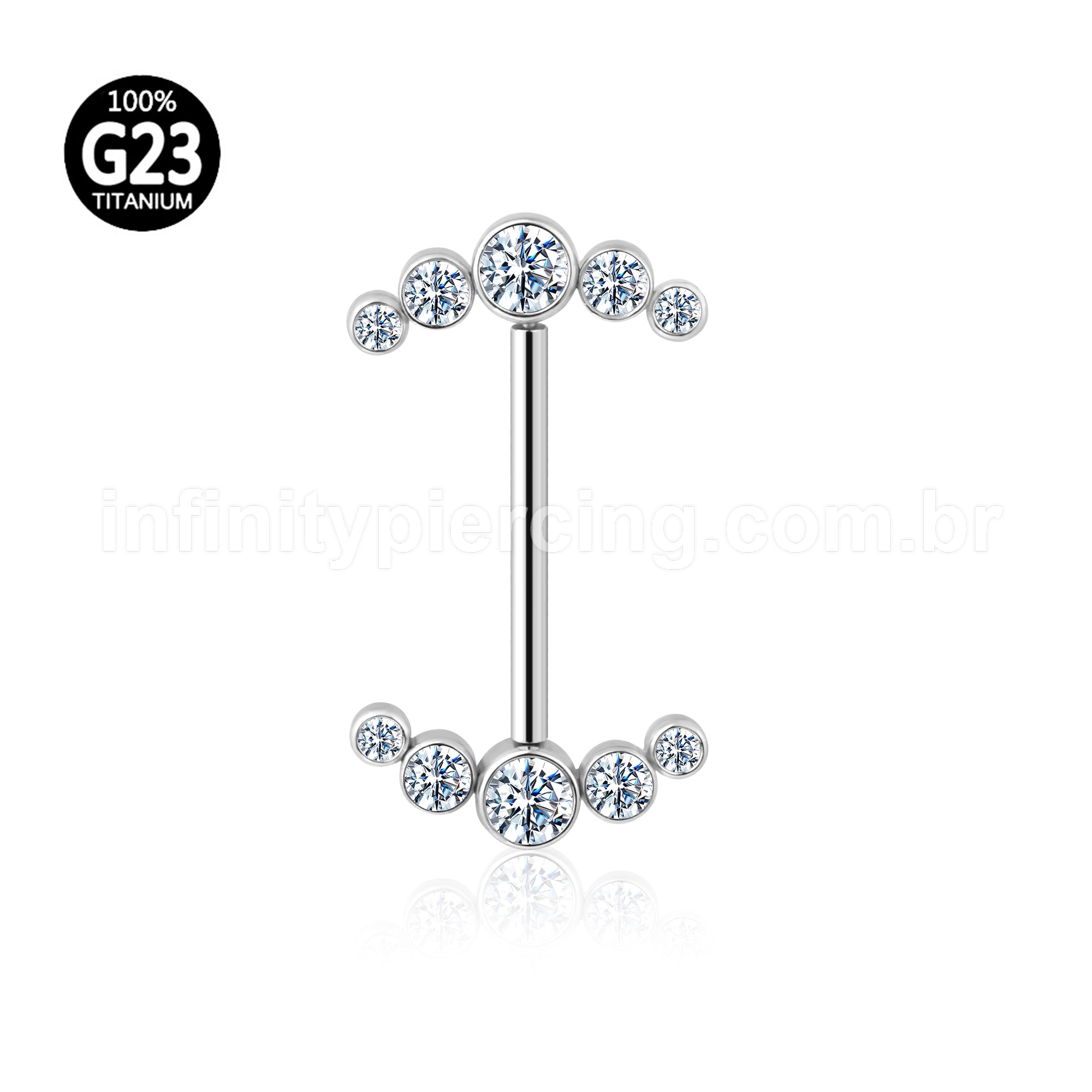 Piercing Mamilo Titânio Push Pin Indiano Zircônia