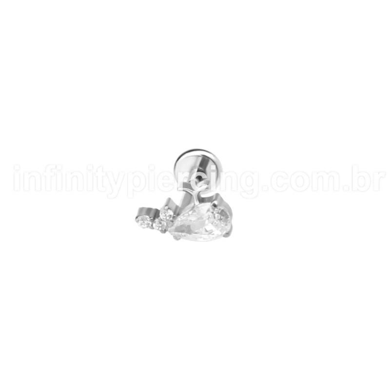 Piercing Labret Aço Cirúrgico Baleia Zircônia