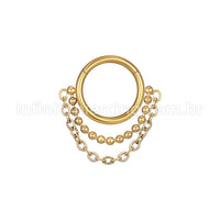 Piercing Argola Aço Cirúrgico Segmento Articulado Com Correntinhas