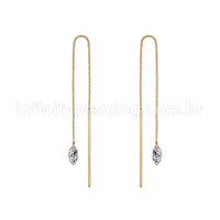 Piercing Palitinho Corrente Aço Cirúrgico Zircônia Oval