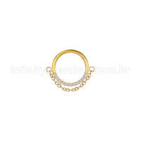Piercing Argola Aço Cirúrgico Segmento Articulado Zircônia Lateral Corrente