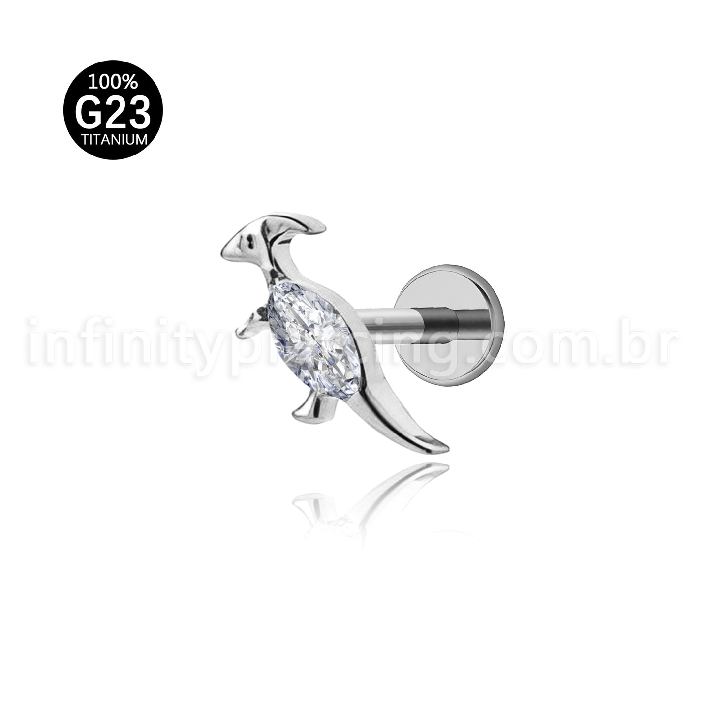 Piercing Labret Titânio Dinossauro