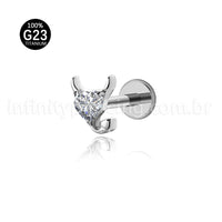 Piercing Labret Titânio Zircônia Coração Diabinho