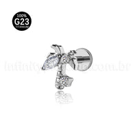 Piercing Labret Titânio Coqueiro Zircônia