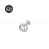 Piercing Labret Titânio Flor Vazado Zircônia