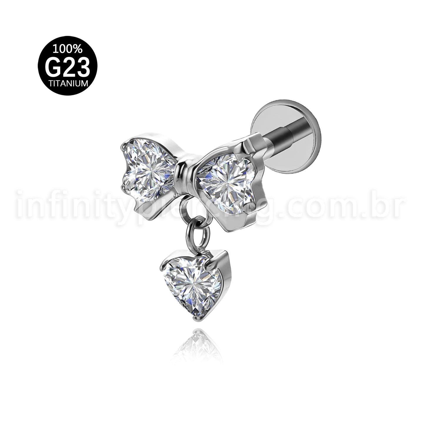 Piercing Labret Titânio Laço Com Zircônia Cravejada