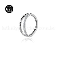 Piercing Argola Titânio Duas Fileiras Torcida/Zircônia Cravejada