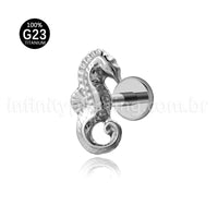 Piercing Labret Titânio Cavalo Marinho