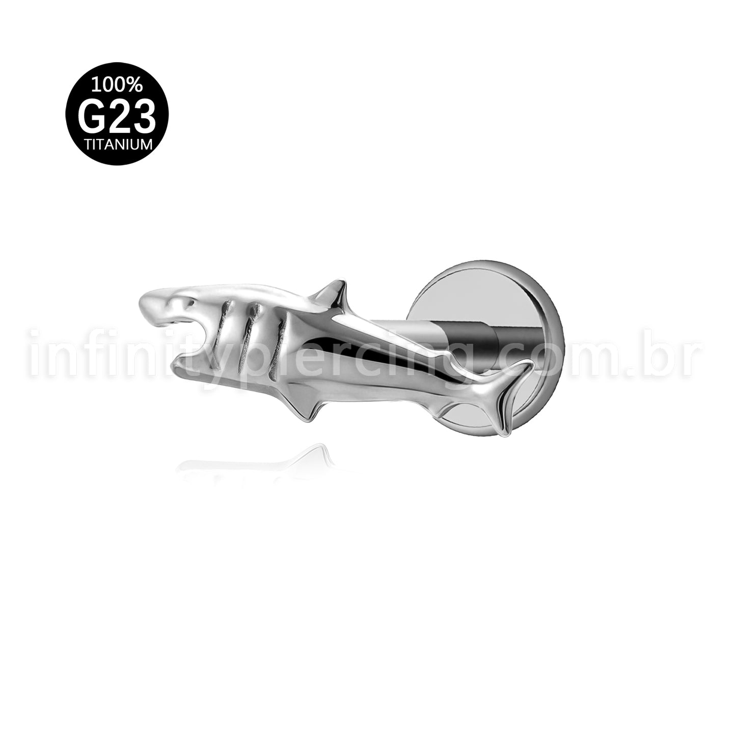Piercing Labret Titânio Tubarão