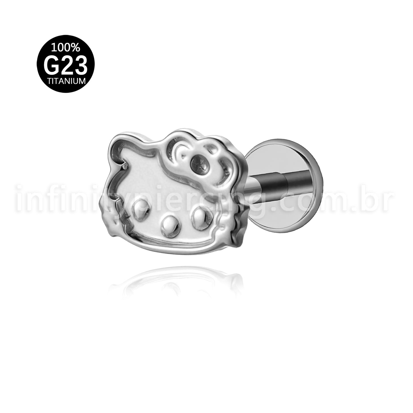 Piercing Labret Titânio Gatinha Com Laço