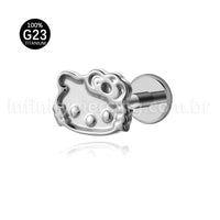 Piercing Labret Titânio Gatinha Com Laço