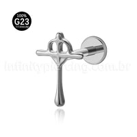 Piercing Labret Titânio Cruz Com Coração