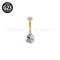 Piercing Banana Titânio Gota 2 Zircônias