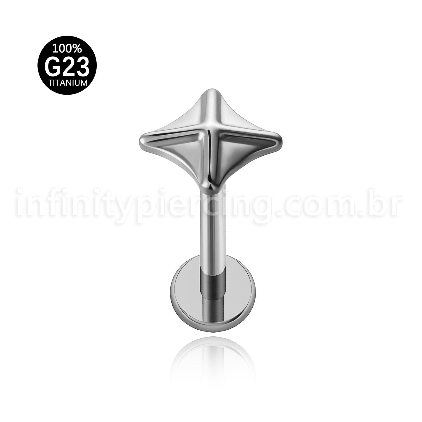 Piercing Labret Titânio Estrela Com 4 Pontas