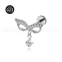 Piercing Labret Titânio Mascara Com Zircônia Cravejada