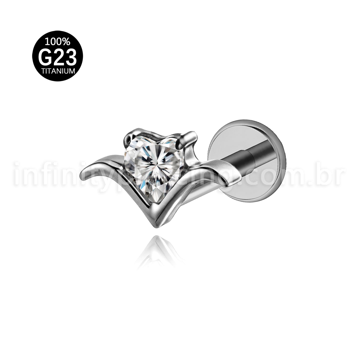 Piercing Labret Titânio Zircônia Cravejada