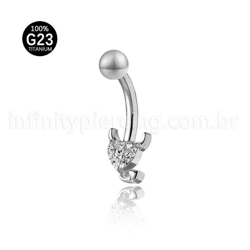 Piercing Banana Titânio Zircônia Coração Diabinho