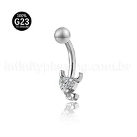 Piercing Banana Titânio Zircônia Coração Diabinho