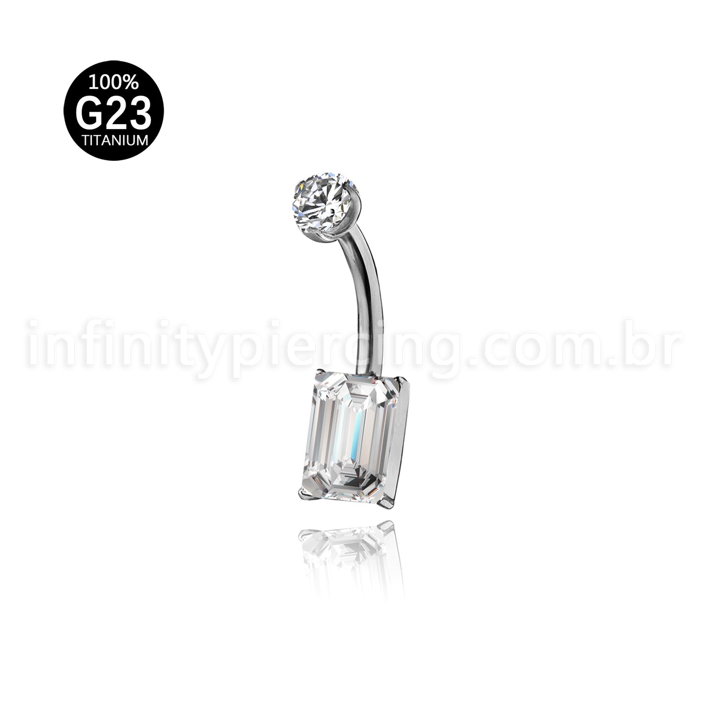 Piercing Banana Titânio Zircônia Quadrada