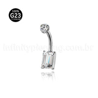 Piercing Banana Titânio Zircônia Quadrada