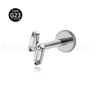 Piercing Labret Titânio 2 Zircônia Cravejada