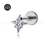 Piercing Labret Titânio Zircônia Cravejada