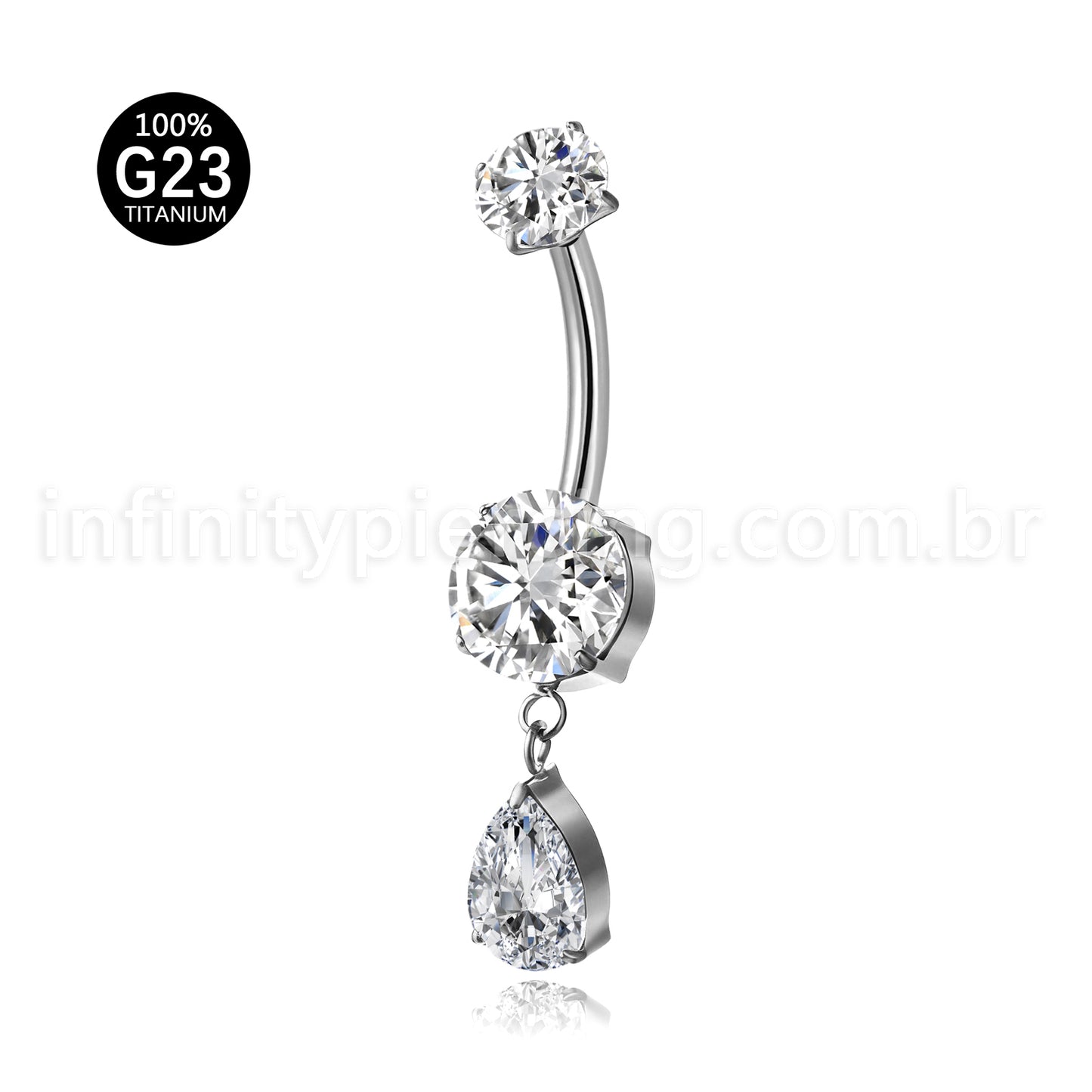 Piercing Banana Titânio Zircônia Com Pingente Gota
