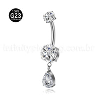Piercing Banana Titânio Zircônia Com Pingente Gota