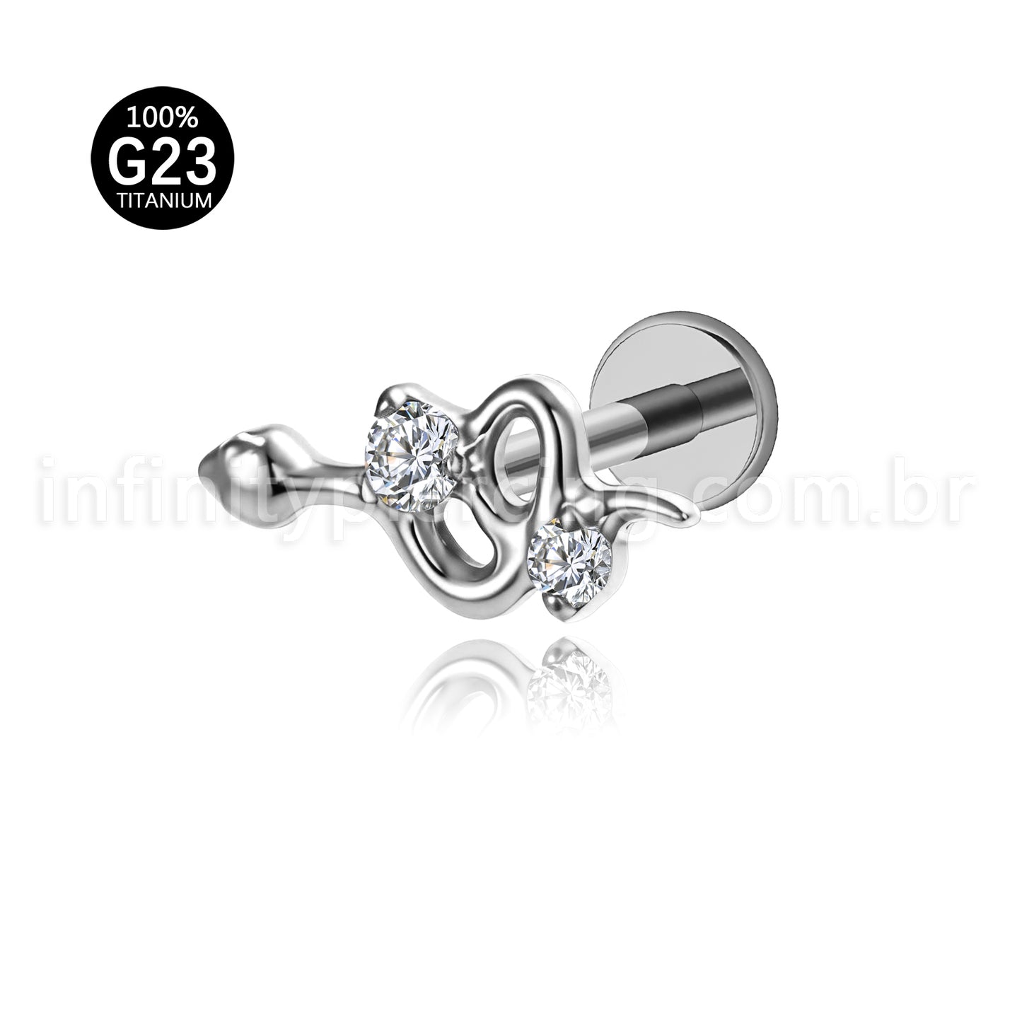 Piercing Labret Titânio Cobra